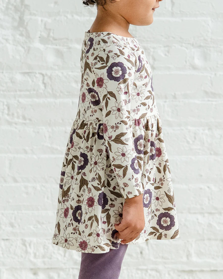 Long Sleeve Stella Swing Dress - Mauna Floral / Raspberry + Grape