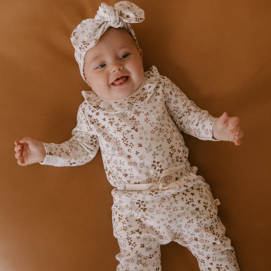 Organic Ruffle Onesie & Pant Set - Floral Garden