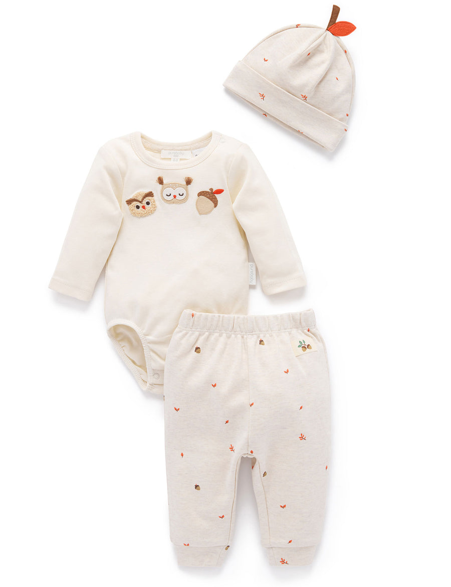 Organic Cotton 3 Piece Gift Set - Oak Leaf Print