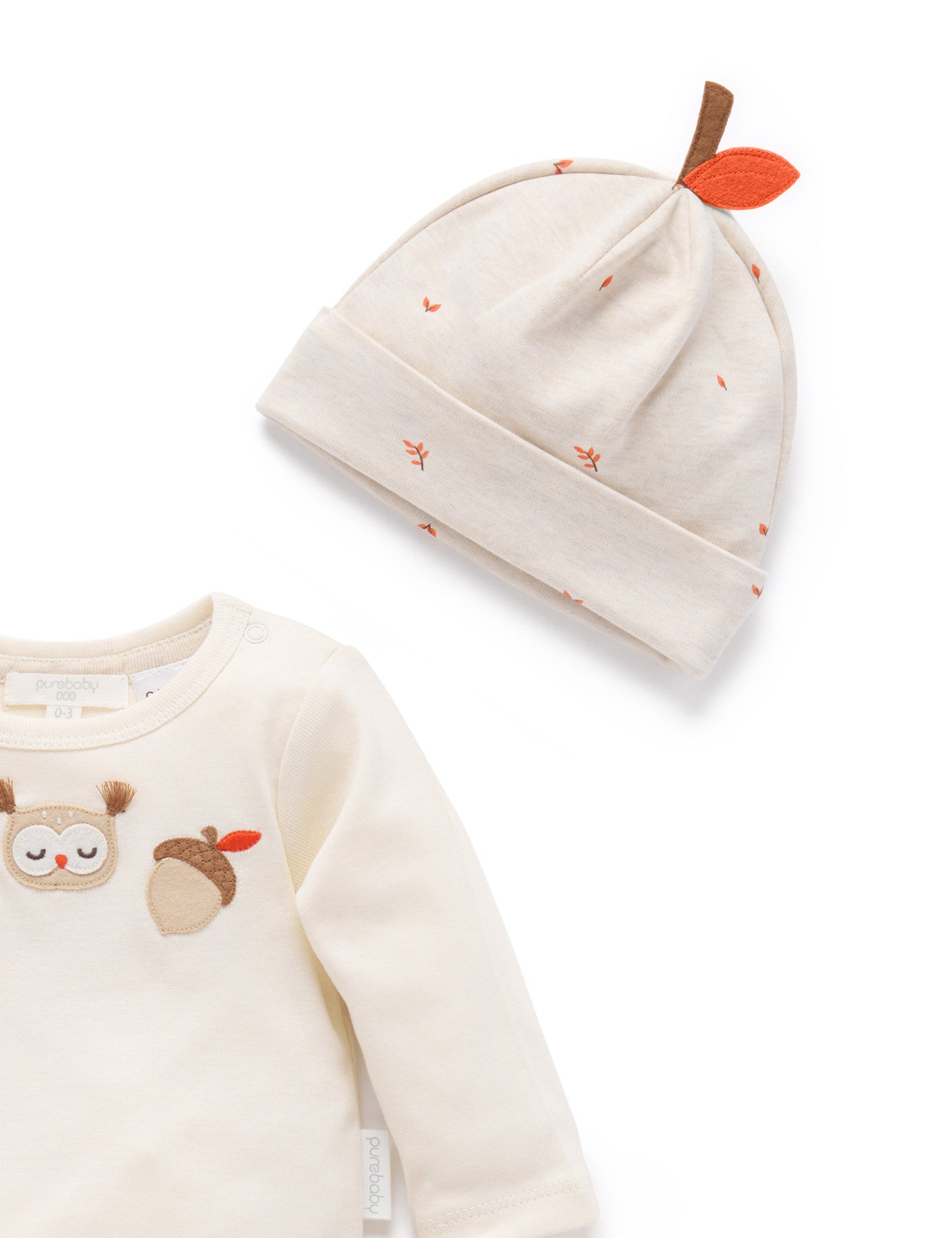 Organic Cotton 3 Piece Gift Set - Oak Leaf Print