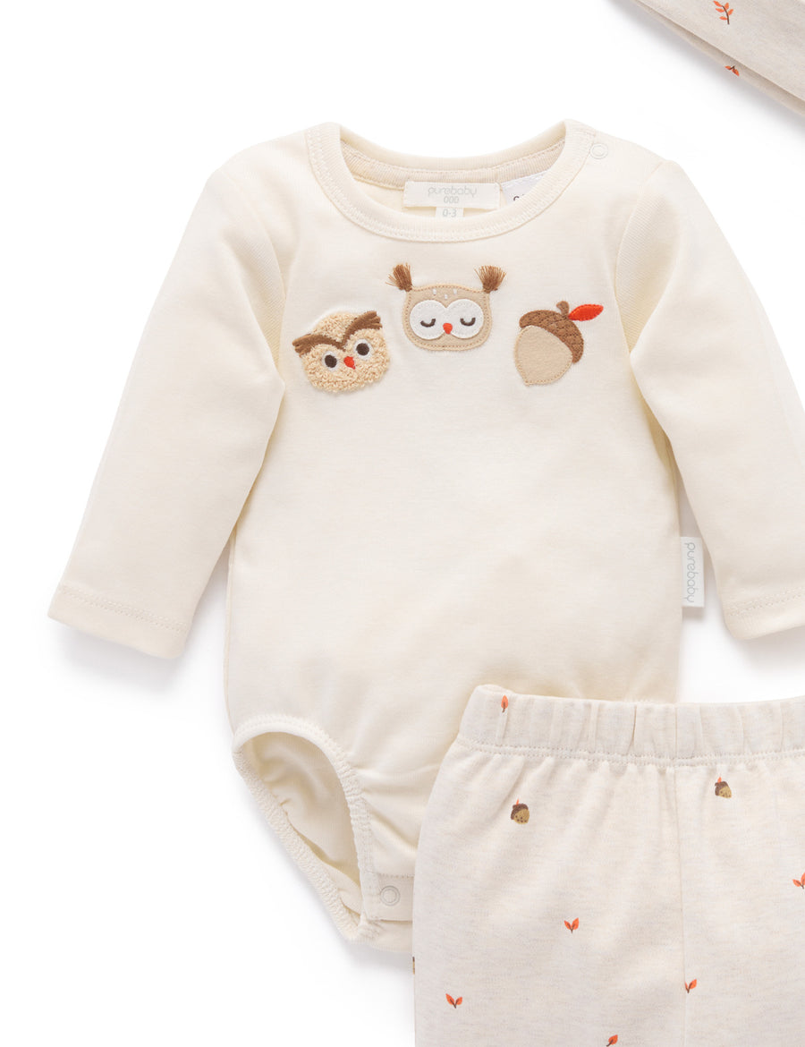 Organic Cotton 3 Piece Gift Set - Oak Leaf Print