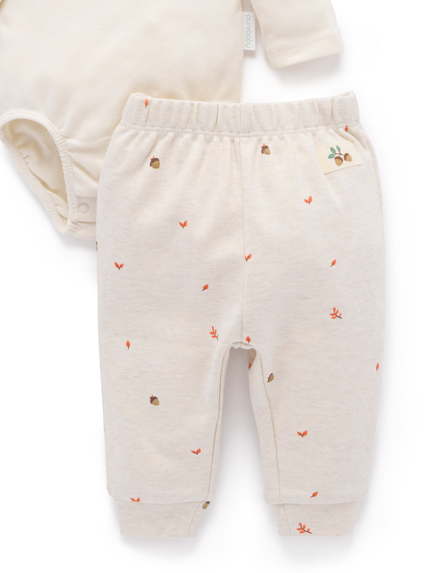 Organic Cotton 3 Piece Gift Set - Oak Leaf Print