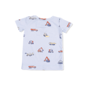 Short Sleeve Bamboo Loungewear Set - Construction Vehicles