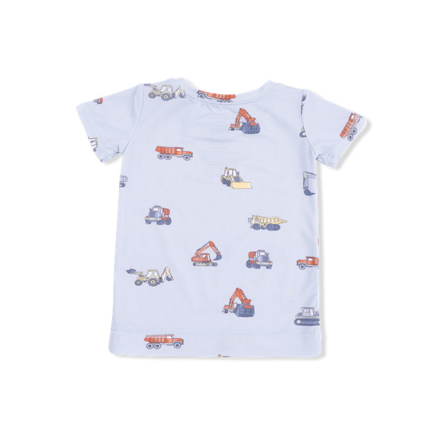 Short Sleeve Bamboo Loungewear Set - Construction Vehicles