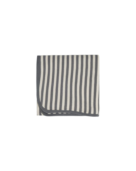 Waffle Baby Blanket - Navy Stripe