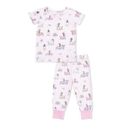 Short Sleeve Bamboo Loungewear Set - Fancy Hounds with Bows