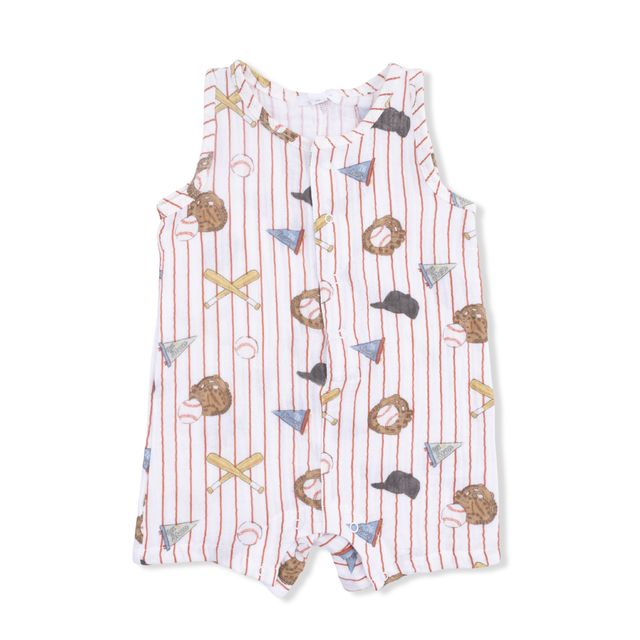 Sleeveless Shortie Romper - Vintage Baseball Stripe