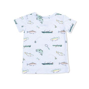Short Sleeve Bamboo Loungewear Set - Fishing