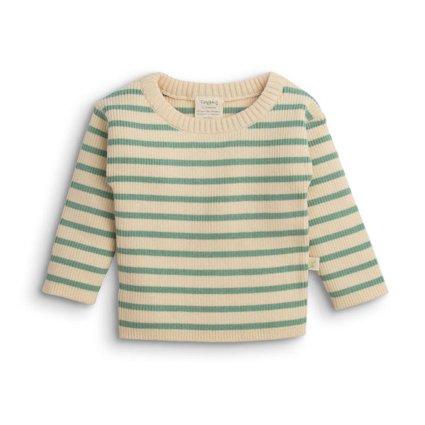 Organic Knitted Slouch Tee - Emerald Stripes