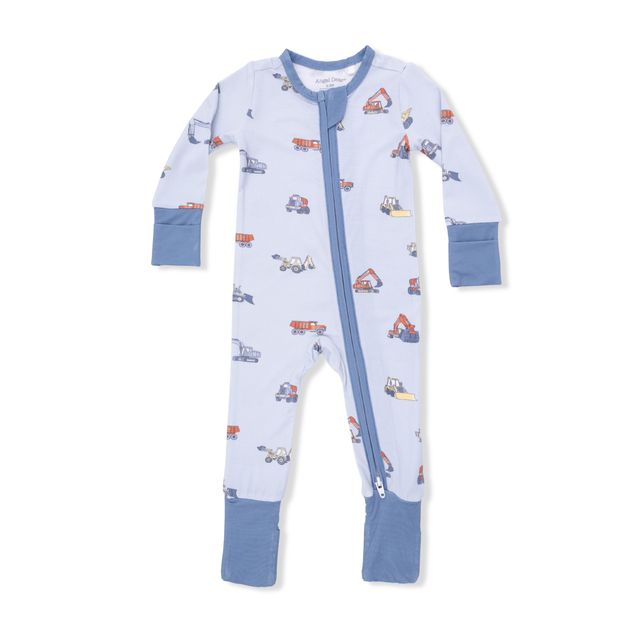 Bamboo Zipper Romper - Construction Vehicles