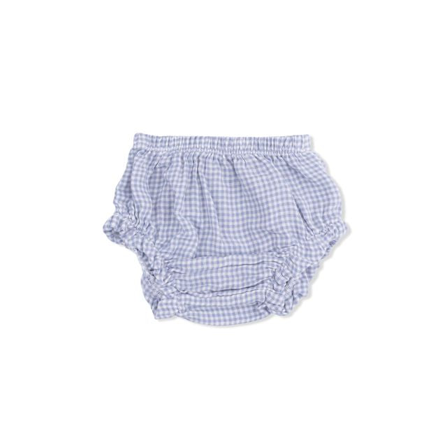 Top With Bows and Ruffle Leg Bloomer - Micro Gingham Blue Blizzard