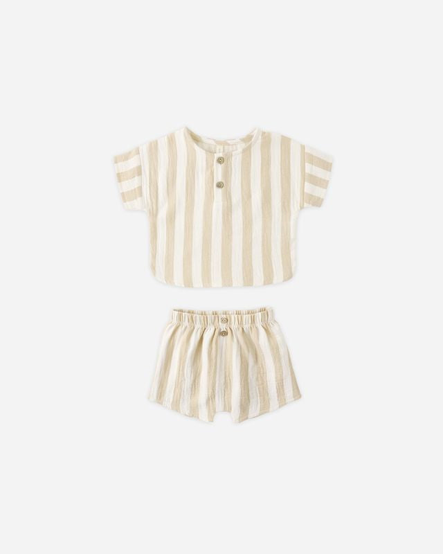 Woven Boxy Top and Short Set - Summer Stripe