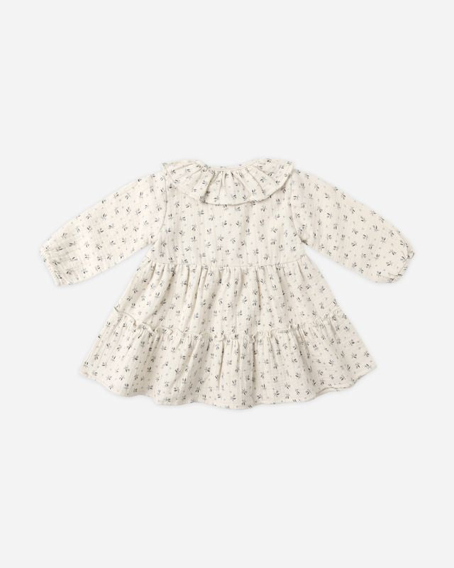 Ruffle Collar Button Dress - Bluebell