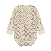 Long Sleeve Pattern Ribbed Bodysuit - Seed Pearl Floral