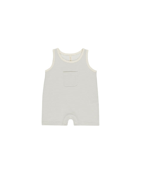 Sleeveless One-Piece - Sky Micro Stripe