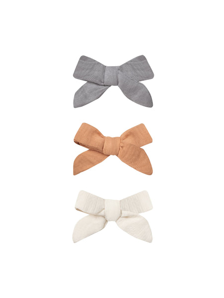 Pack of 3 Bow Clips - Lagoon, Melon, & Ivory