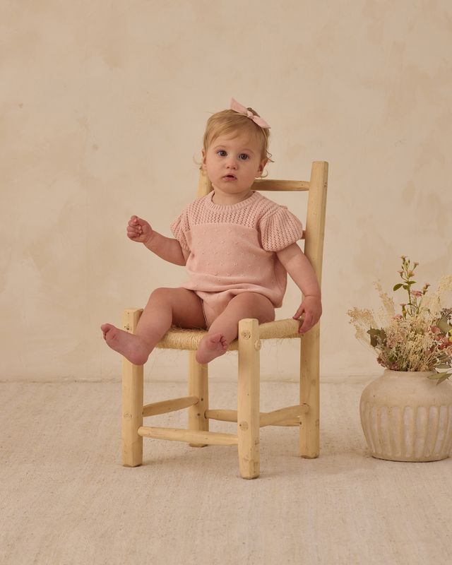 Pointelle Knit Romper - Melon