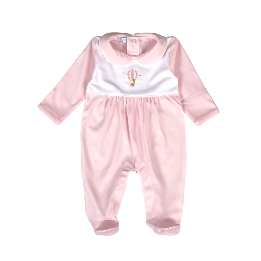 Pink Balloon Ride Pima Cotton Footie