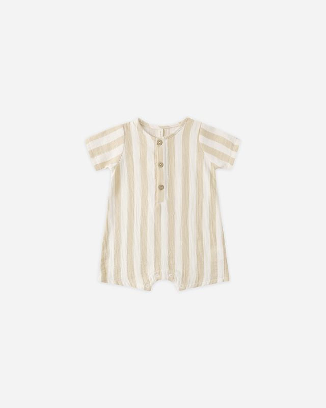 Short Sleeve Woven Romper - Summer Stripe