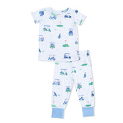 Short Sleeve Bamboo Loungewear Set - Vintage Golfcarts - Blue
