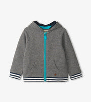 Flame Blue Melange Full Zip Hoodie
