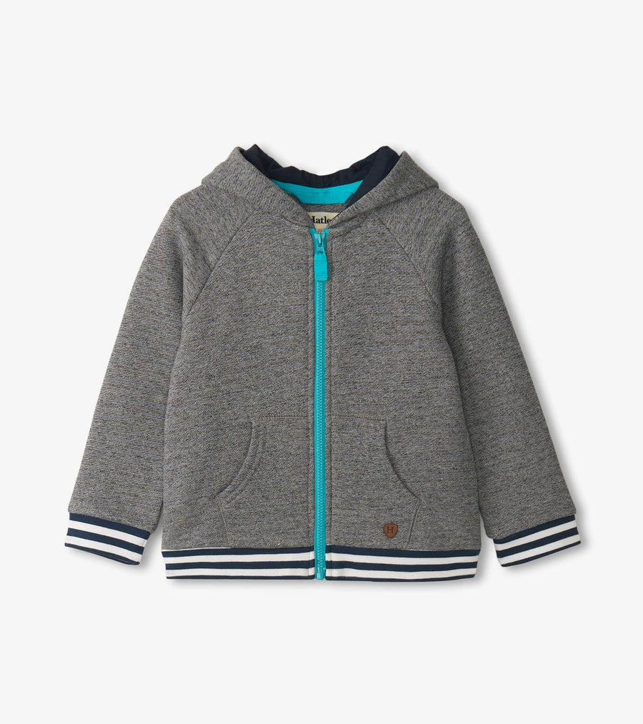 Flame Blue Melange Full Zip Hoodie