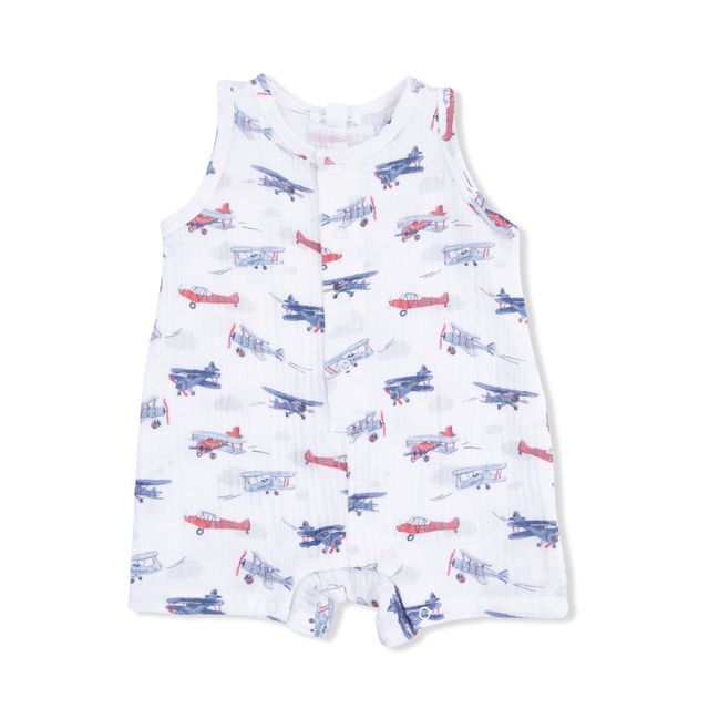 Sleeveless Shortie Romper - Vintage Planes