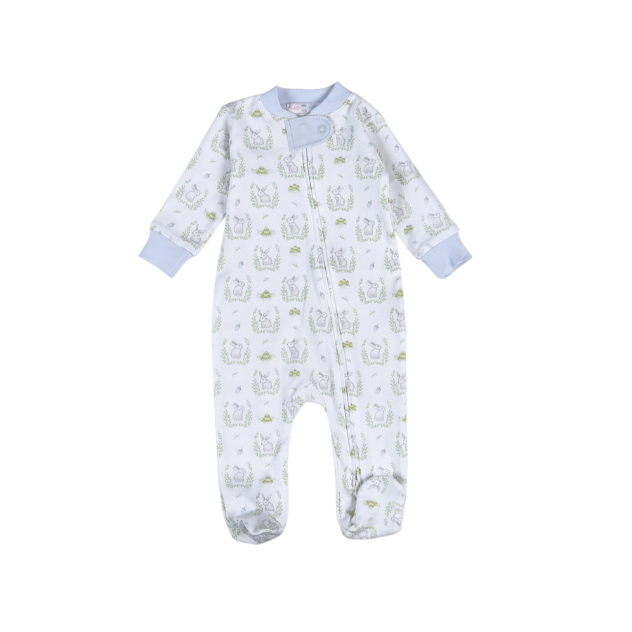 Blue Easter Bunnies Zipper Footie