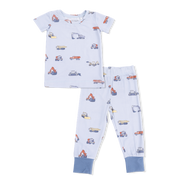 Short Sleeve Bamboo Loungewear Set - Construction Vehicles