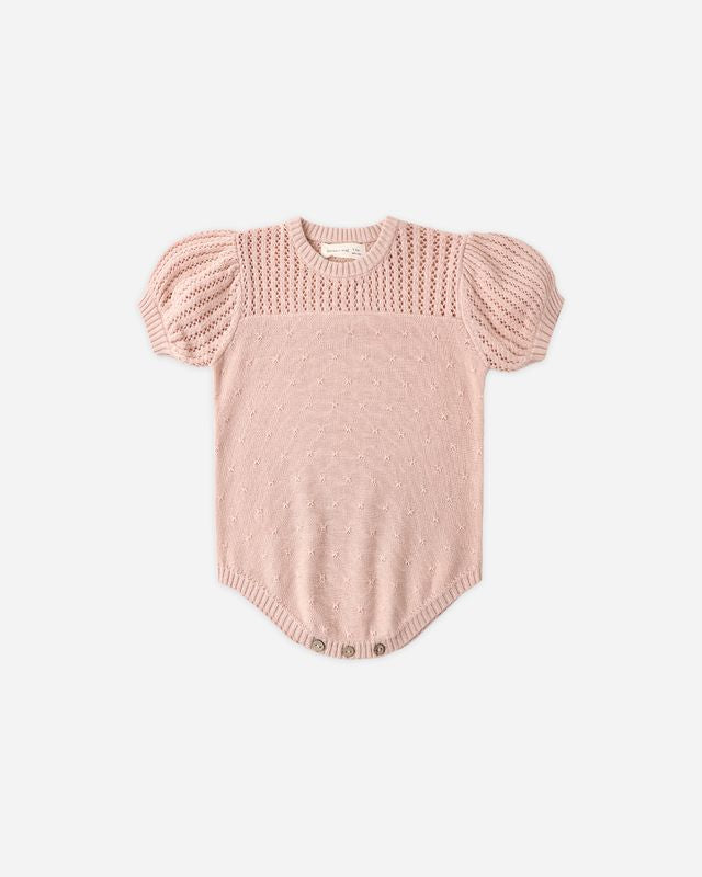 Pointelle Knit Romper - Melon