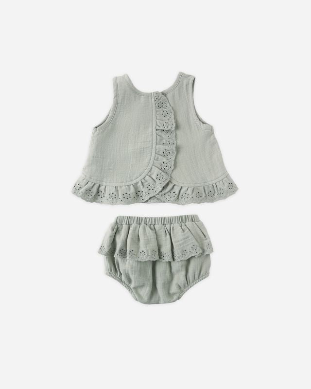 Ruffled Tulip Top + Bloomer Set - Sage