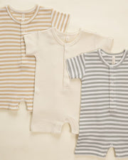 Short Sleeve One-Piece - Sage Micro Stripe