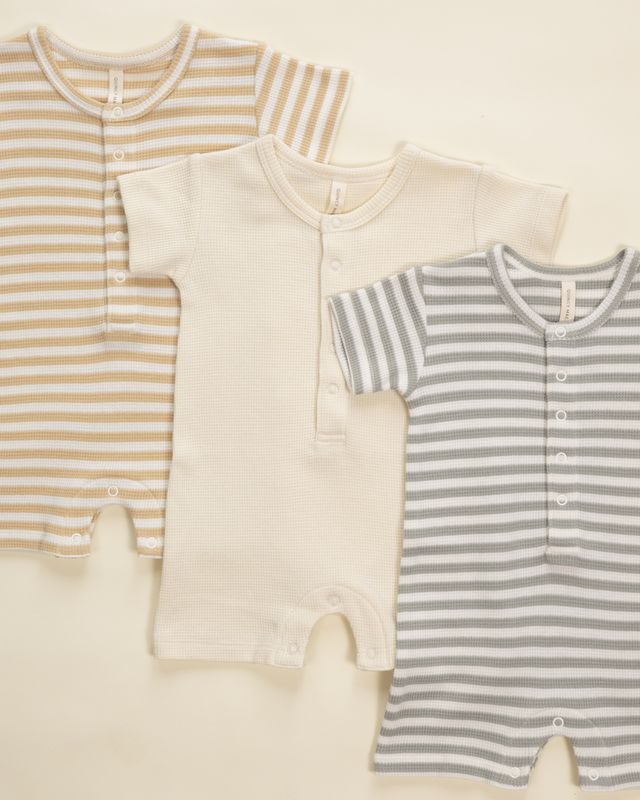 Short Sleeve One-Piece - Sage Micro Stripe