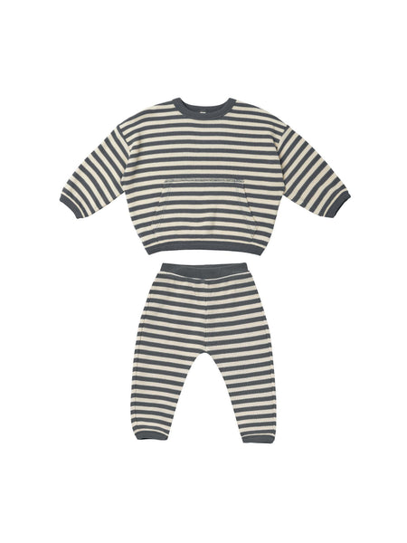 Waffle Sweat Set - Navy Stripe