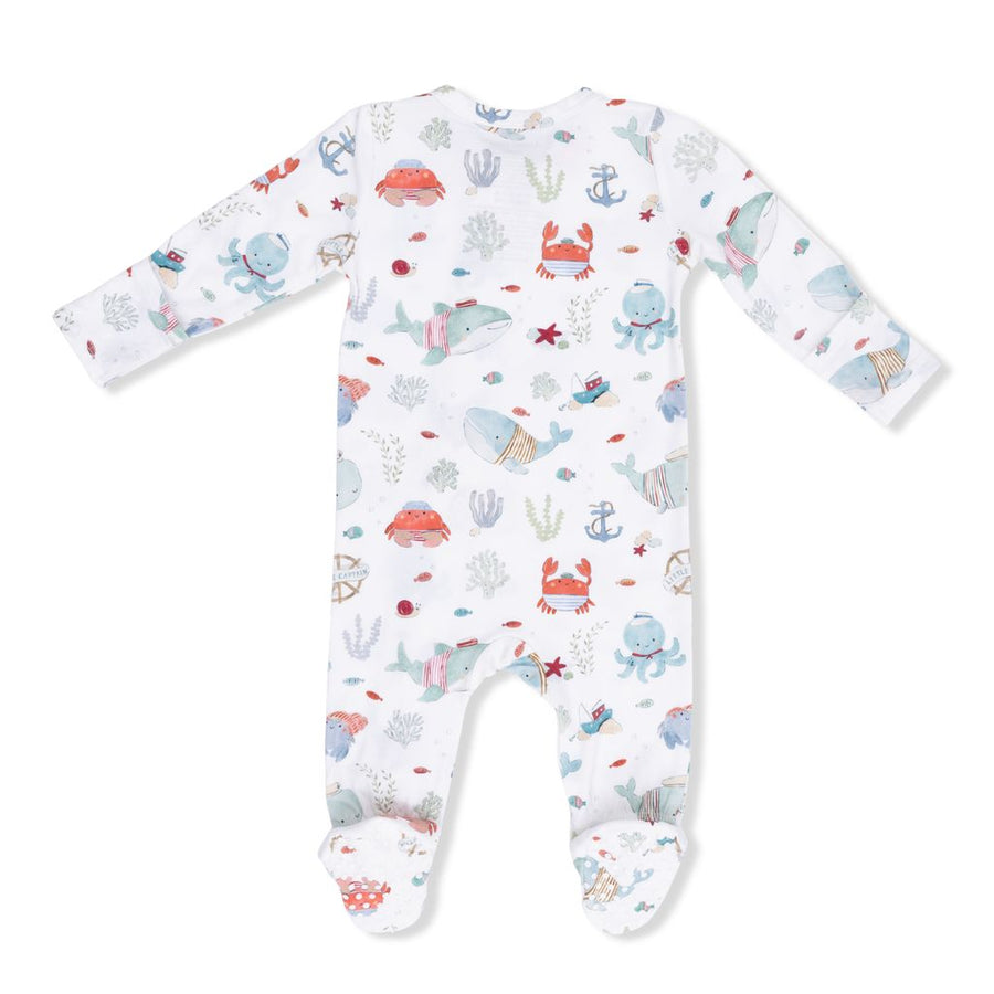 Bamboo Zipper Footie - Sailor Sea Creatures