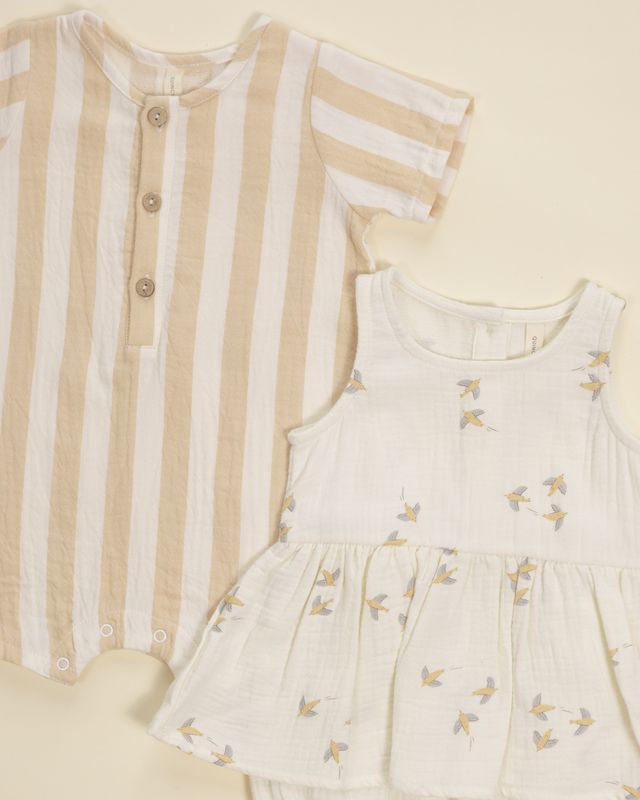Short Sleeve Woven Romper - Summer Stripe