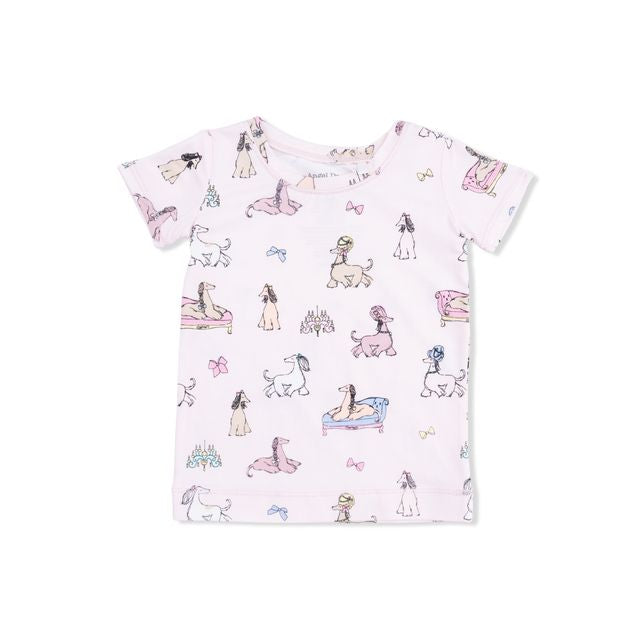Short Sleeve Bamboo Loungewear Set - Fancy Hounds with Bows