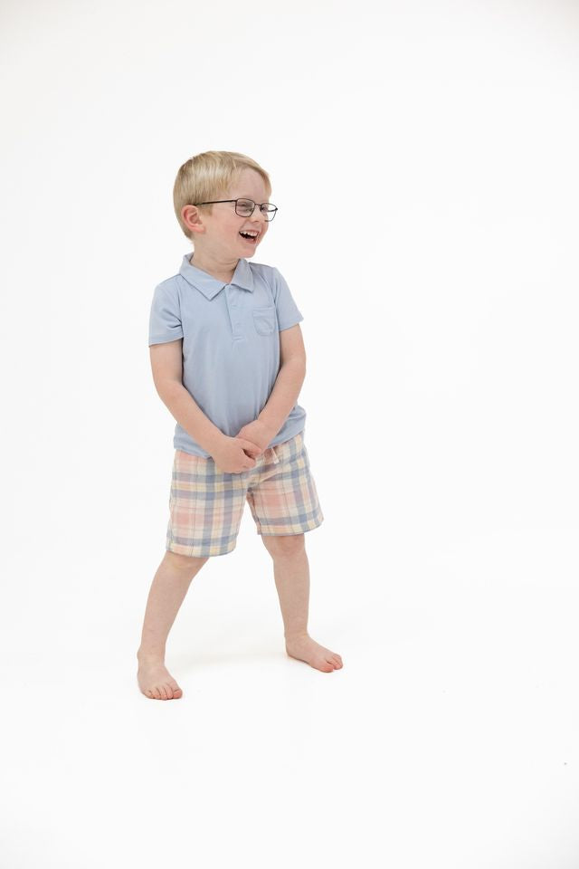 Polo with Casual Short - Dusty Plaid