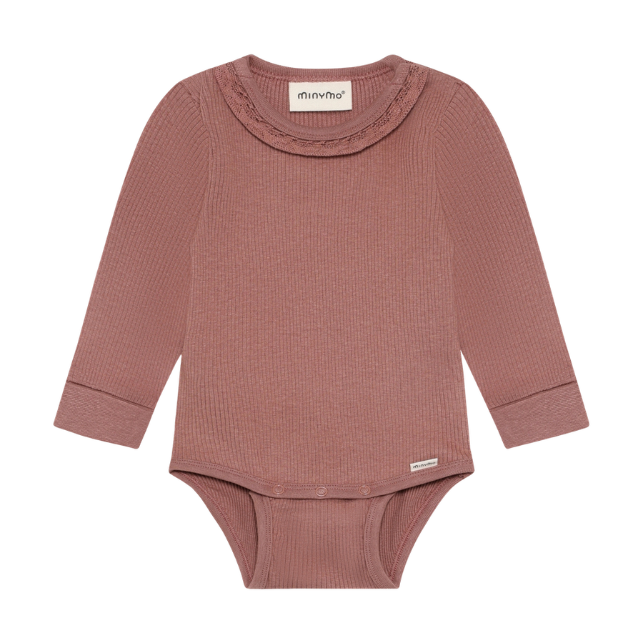 Long Sleeve Ribbed Bodysuit - Burlwood