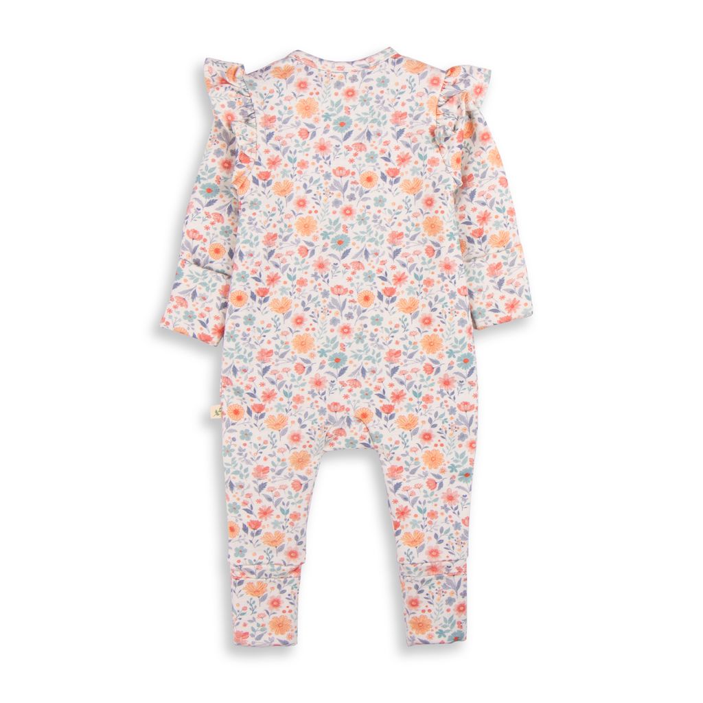 Long Sleeve Ruffle Zipsuit - Cottage Garden
