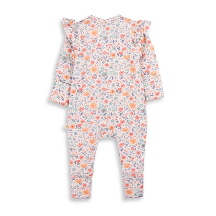 Long Sleeve Ruffle Zipsuit - Cottage Garden