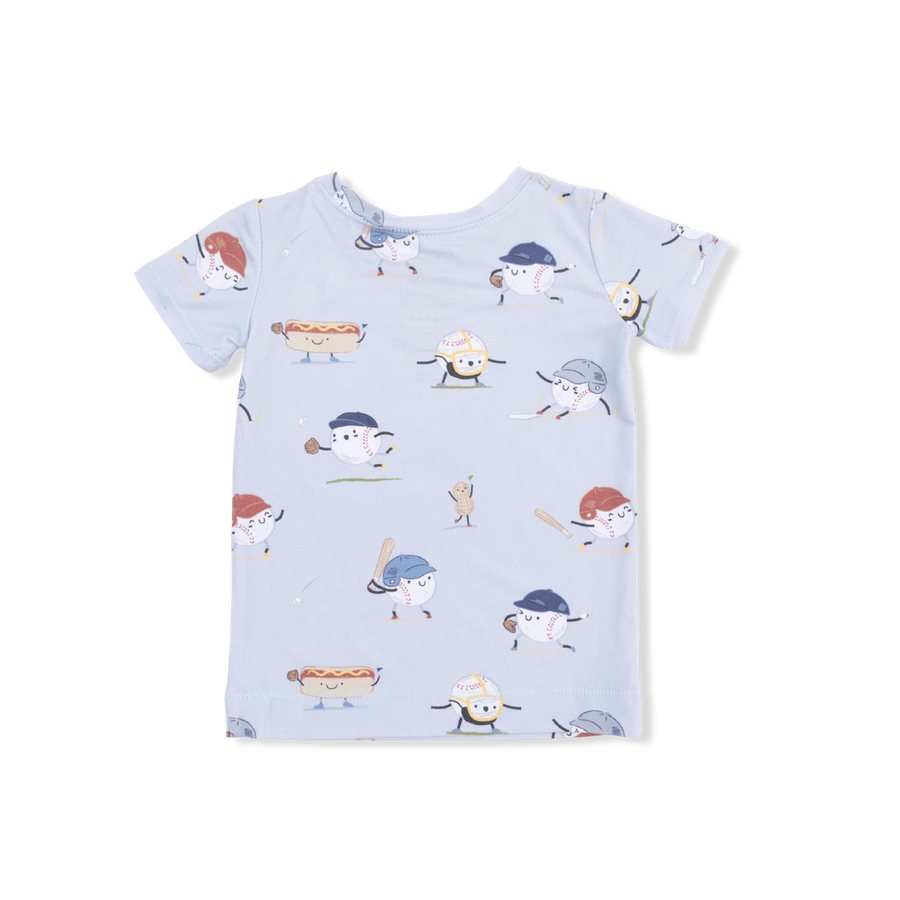 Short Sleeve Bamboo Loungewear Set - Baseballs Playing Baseball