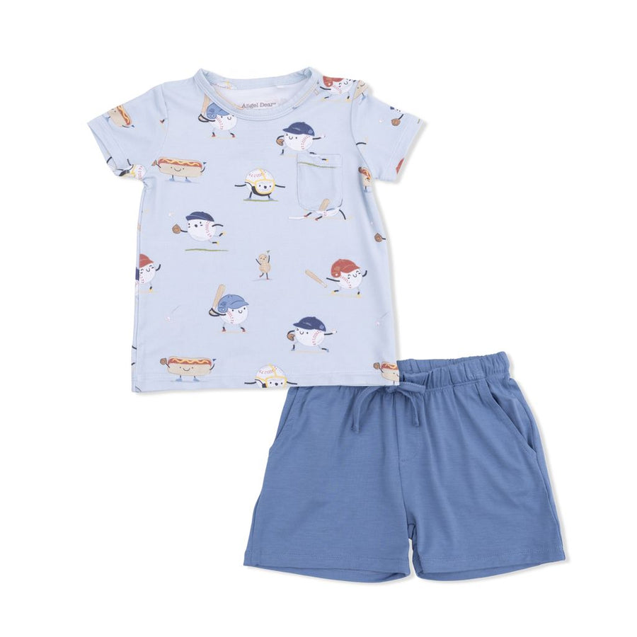 Crew Neck Tee and Short - Baseballs Playing Baseball