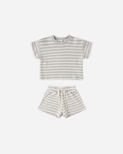 Waffle Tee and Short Set - Sky Stripe