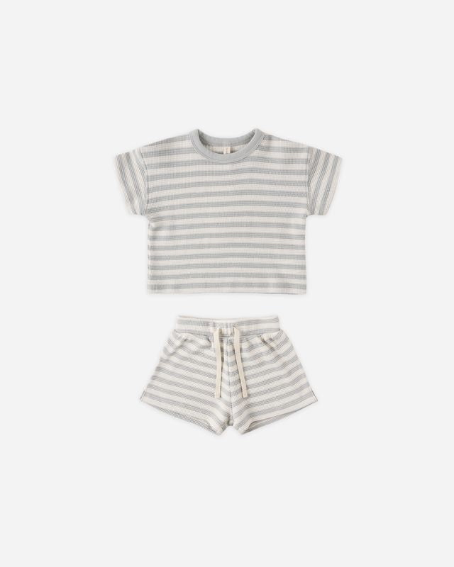 Waffle Tee and Short Set - Sky Stripe