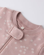 Zip Long Sleeve Sleeper - Mauve Daisy