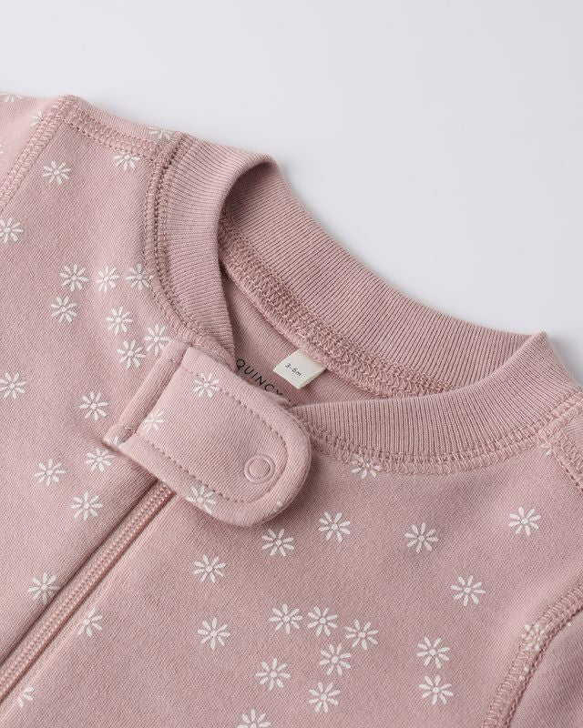 Zip Long Sleeve Sleeper - Mauve Daisy