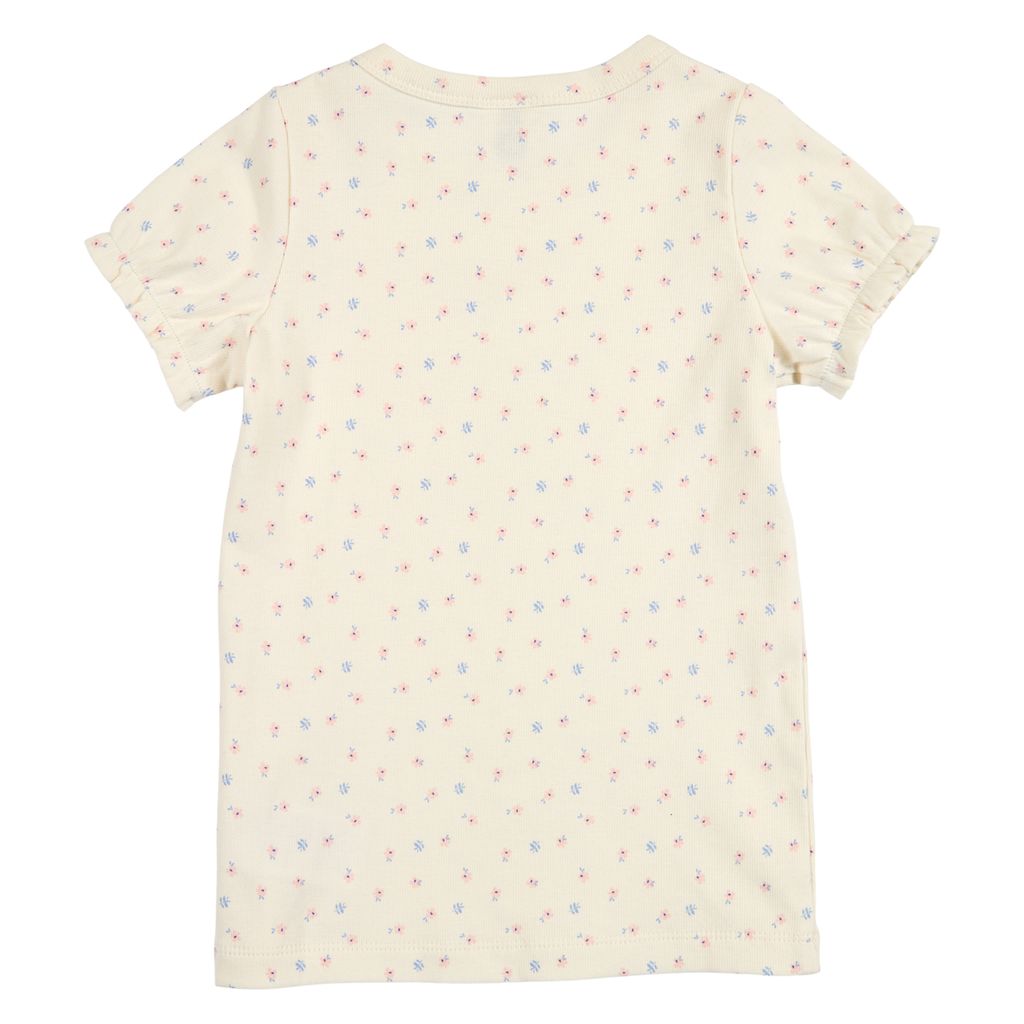 Organic Cotton Spring Puff Short Sleeve T-Shirt - Tofu/Nectar/Shell Blue