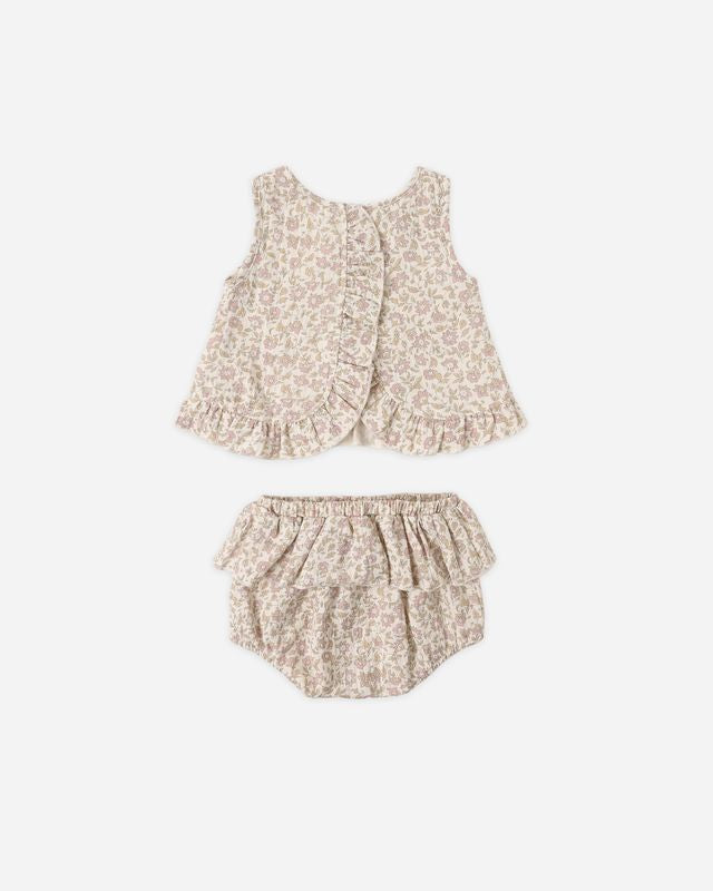 Ruffled Tulip Top + Bloomer Set - Dahlia