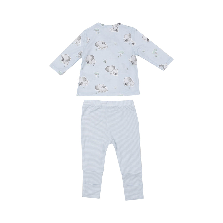 Take Me Home Set with Roll Over Cuff Pant - Gray Elephants Blue